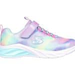 SKECHERS Bungee And Strap Sneaker W/ Multi Print  Sparkle Mesh Upper