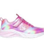 SKECHERS Bungee And Strap Sneaker W/ Multi Print  Sparkle Mesh Upper