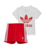 ADIDAS SHORT TEE SET       WHITE/VIVRED