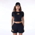 NEW ERA WMNS MLB FLORAL CROP TEE NEYYAN  BLK