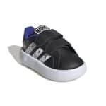 ADIDAS INFANTS GRAND COURT SPIDER- CBLACK/FTWWHT/SELUBL - Image 3