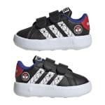 ADIDAS INFANTS GRAND COURT SPIDER- CBLACK/FTWWHT/SELUBL - Image 9