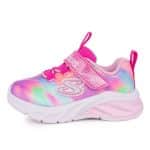 SKECHERS Bungee And Strap Sneaker W/ Multi Print  Sparkle Mesh Upper