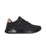 SKECHERS Durabuck with Metallic Heel Lace Up Fashion Sneaker