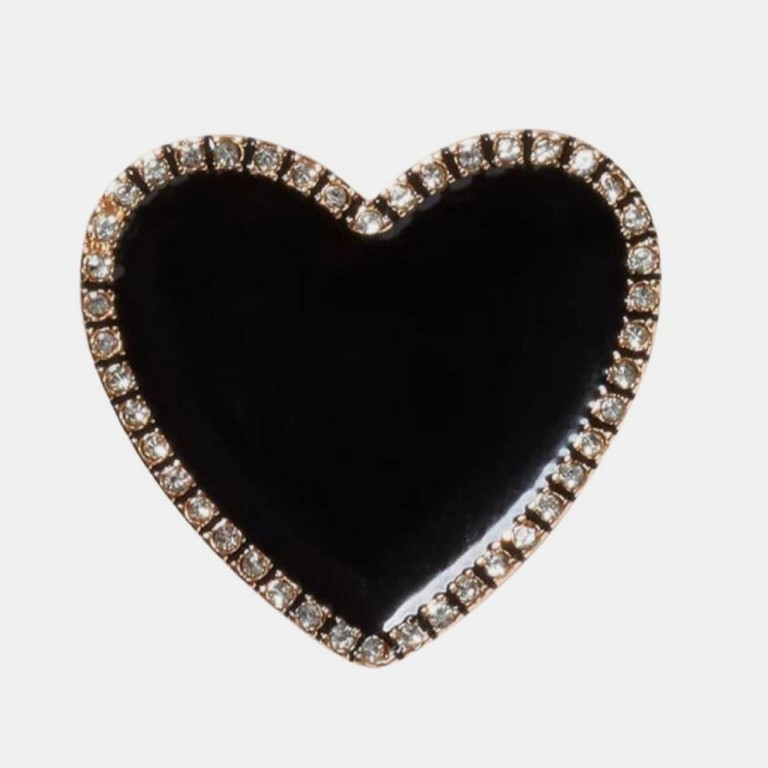 10011084-UNC.jpg CROCS JIBBITZ Black Heart with Gold Outline - Image 1