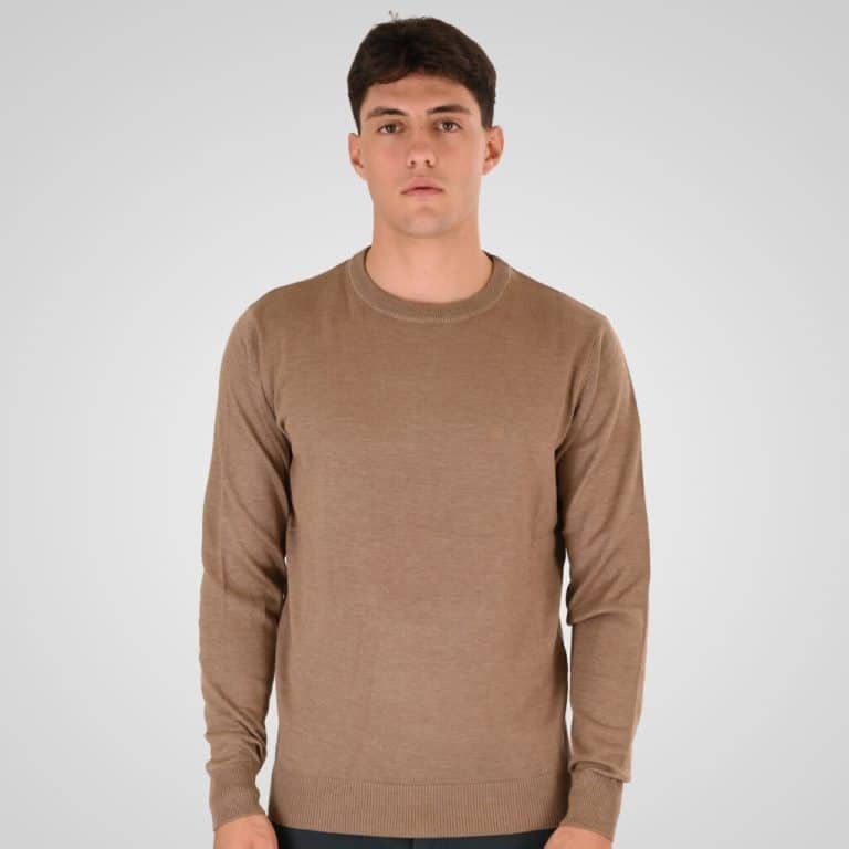 RKNIT-8050-CMEL.jpg REBASE KNITTED SWEATER - Image 1